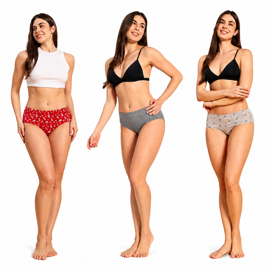Petal Bliss Everyday Printed Collection Pack of 3 Assorted Panties